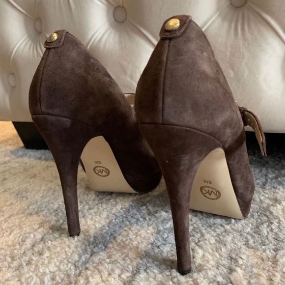 NEW Michael Kors Brown Suede Heels Sz 8 - Picture 4 of 5